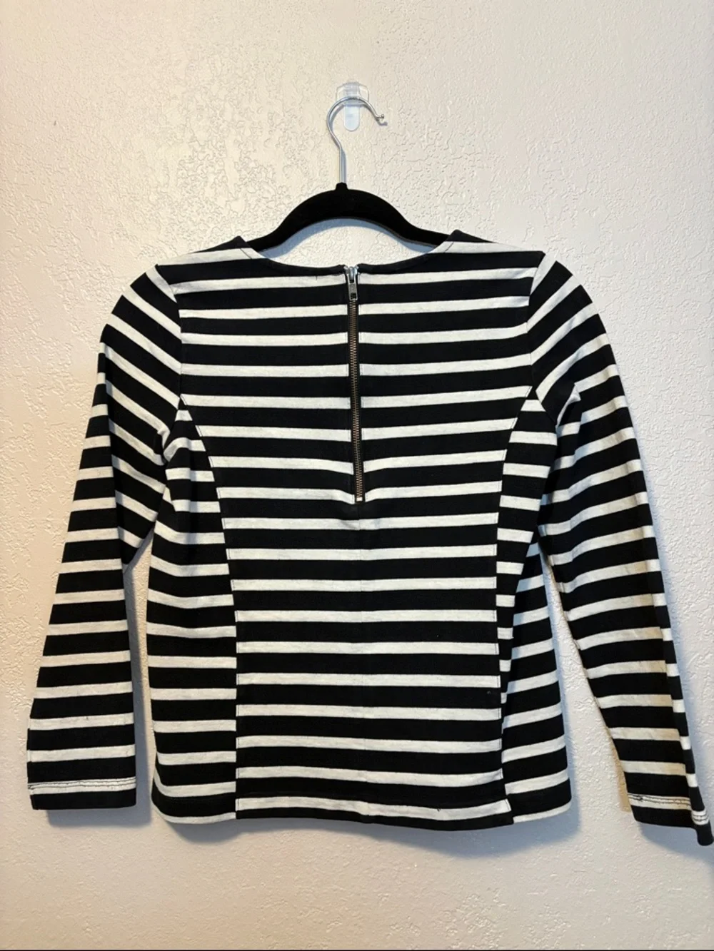 J. Crew Black & Cream Stripe Top XS